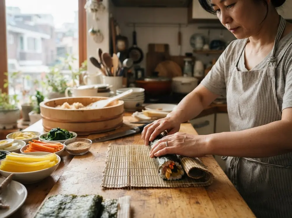 아침 김밥 말기